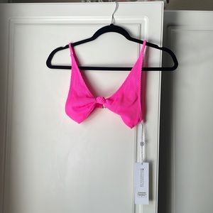 Neon Pink White Fox Bikini Top 💗